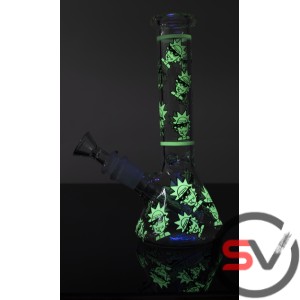 RICK AND MORTY SUNGLASS GLASS BEAKER With ICE CATCHER 8inch (GLOW IN DARK)